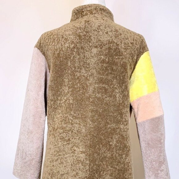 NewReal Merino Sheepskin Shearling Lamb Fur Coat Jacket Pink Yellow Purple Brown - Picture 3 of 7